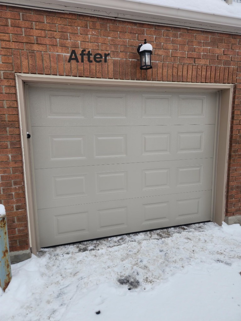 After photo of beige garage door installation in Ottawa