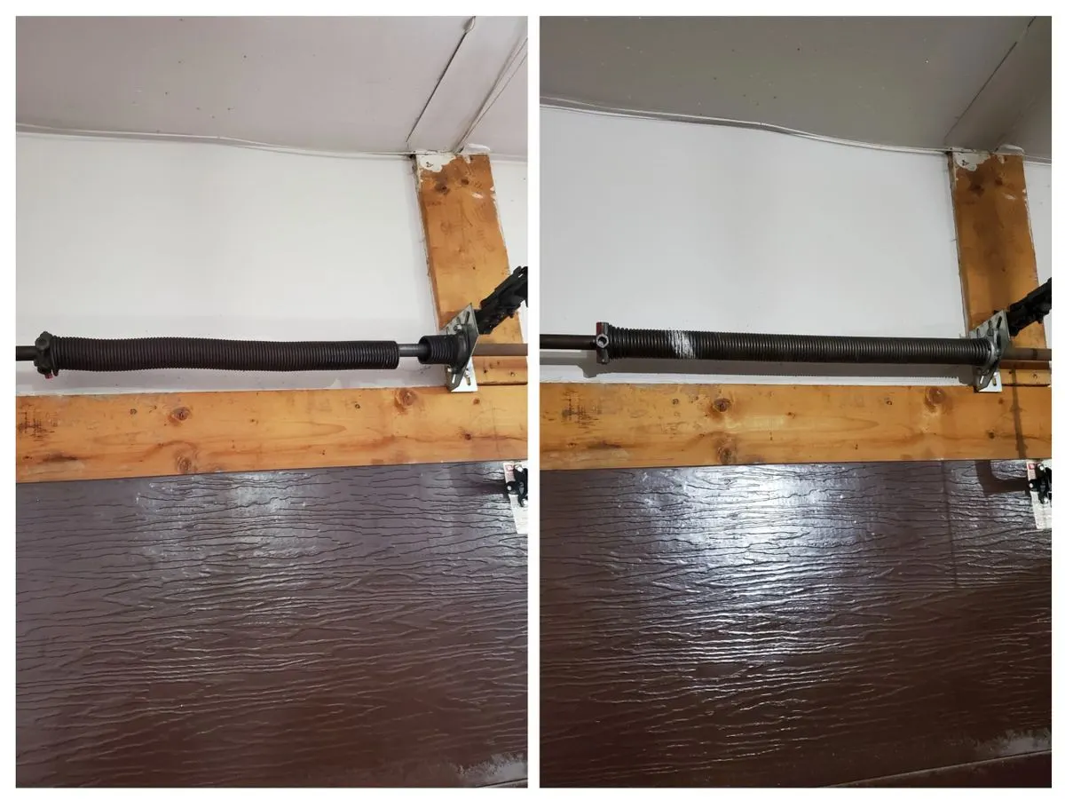 Before and after garage door spring replacement in Ottawa