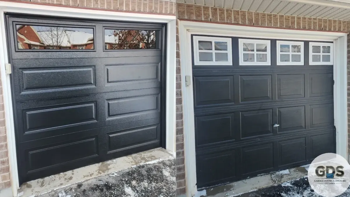 Before and after garage door replacement in Ottawa